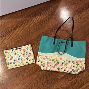 Kate Spade beach umbrella Tote with Coordinating Pouch